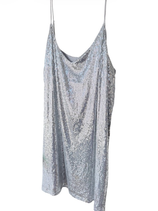 Dresses & Skirts - Silver Sequin Dress Spaghetti Strap Women’s Large Concert Ready